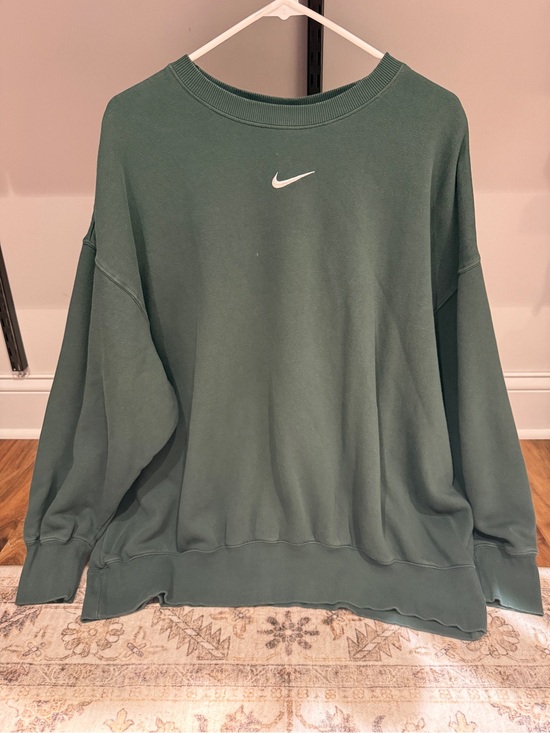 Nike Tops - Nike Dark Green Crewneck Sweatshirt with White Swoosh